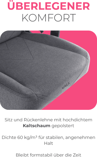 Sitz und R&uuml;ckenlehne aus hochdichtem Kaltformschaum